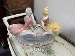 Antique Vintage Italian Capodimonte porcelain Romantic Lovers Violin Italy