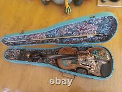 Antique Vintage Stunning 4/4 Presentation Violin Playable Fine Art
