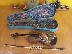 Antique Vintage Stunning 4/4 Presentation Violin Playable Fine Art