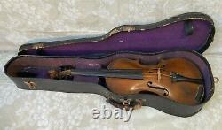 Antique Violin 1 Piece Belly 2 Piece Tiger Maple Back Inlaid Purfling No Label