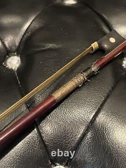 Antique Weidlich Violin Viola Cello Bow Germany Pearl Inlay Wood 28.5 Vintage