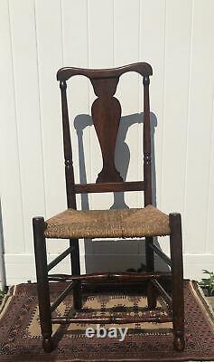 Antique Wooden Chair Early American Queen Anne Maple Fiddle Back Seat Chair