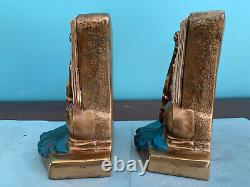 Antique violin music bookends Marion Bronze clad, orig paint, near mint. 7 lbs