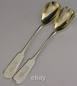 BEAUTIFUL FINNISH SOLID SILVER SALAD SERVERS 1908 ANTIQUE HEAVY 132g FINLAND