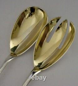 BEAUTIFUL FINNISH SOLID SILVER SALAD SERVERS 1908 ANTIQUE HEAVY 132g FINLAND