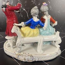 Dresden Victorian Scene Musical Figural Porcelain Violin Group Trio See Video