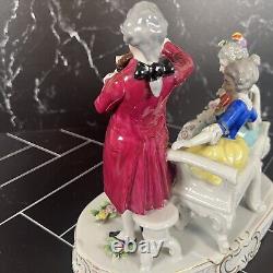 Dresden Victorian Scene Musical Figural Porcelain Violin Group Trio See Video