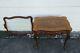 Early 1900s Hand Carved Violin Inlay Coffee Table With Serving Glass Tray 1772