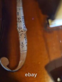 English VIOLIN 1922 A. D. ARTHUR L. SCHOLES #65 CASE BOWS