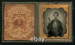 Excellent 1/6 Antique 1850s Ambrotype Photo Musician with Violin / Violinist