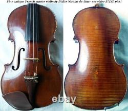 FINE OLD FRENCH MASTER VIOLIN D NICOLAS d'AINE -video- ANTIQUE? 344
