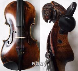 Fine Old Lionhead Violin Video Antique Rare Lion Head 307