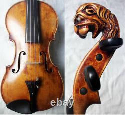 Fine Old Lionhead Violin Video Antique Rare Lion Head 334