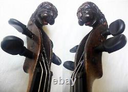 Fine Old Lionhead Violin Video Antique Rare Lion Head? 522