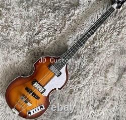 Flamed Maple Top Sunburst Paul McCartney Violin Bass Guitar Hollow Body 4 String