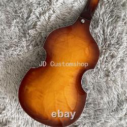 Flamed Maple Top Sunburst Paul McCartney Violin Bass Guitar Hollow Body 4 String