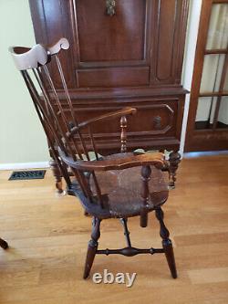 HH Vintage Nichols & Stone Windsor Fiddle Captain Arm Chair with Rush Seat