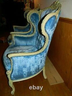 Hand Crafted Fiddle Back Chairs Victorian French Provincial 12 PICS! Blue White