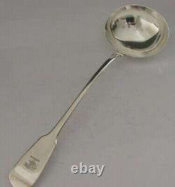 Heavy English Sterling Silver Chichester Family Crest Serving Ladle 1830 Antique