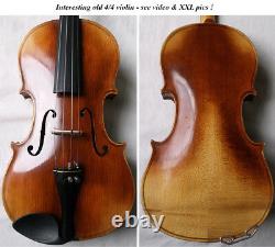 INTERESTING OLD 4/4 VIOLIN see video ANTIQUE Violino 091