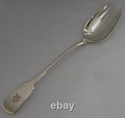 LARGE 130g STERLING SILVER COWAN FAMILY CRESTED RUNCIBLE SPOON FORK 1812 ANTIQUE
