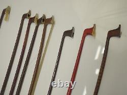 LUTHIER Lot of 14 Antique VINTAGE Parts Repair OLD Violin Bows ALL AS IS Restore