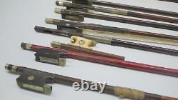 LUTHIER Lot of 14 Antique VINTAGE Parts Repair OLD Violin Bows ALL AS IS Restore