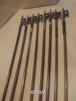 Lot of 8 branded violin bows vintage/antique