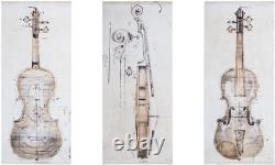 Madison Park, Violin Study Set 3 Piece Wall Art Hand Embellishment Canvas, Moder
