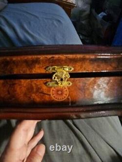 Medium Sized Antique/Vintage Violin Inlayed Cherry Jewelry Box