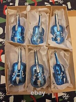 NEW antique Glass Christmas Violin Ornaments From Czechoslovakia RARE Vintage