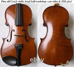 OLD CZECH VIOLIN J. LIDL WORKSHOP VIDEO ANTIQUE violino? 074