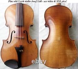 OLD CZECH VIOLIN J. LIDL WORKSHOP VIDEO ANTIQUE violino? 451