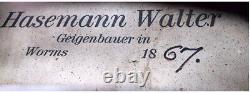 OLD GERMAN 19th C VIOLIN HASEMANN 1867 video- ANTIQUE MASTER? 138