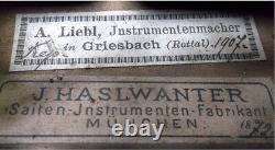 OLD GERMAN LIONHEAD VIOLIN J. Haslwanter 1872 video ANTIQUE? 508