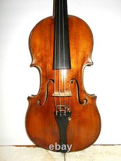 Old Antique Vintage 1800s Inlaid 2 Pc Back Full Size Violin NR