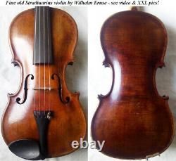 Old German Stradiuarius Violin Wilhelm Kruse Video Antique? 341