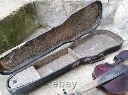 Old Vintage Wooden Bulgarian Violin, Wooden Musical Instrument, For Restoration