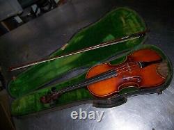 Old violin Labeled j l buchholz 1936 with tubbs bow + case vintage antique rare