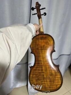 One-Piece Back Antique 4/4 Hand Carved Varnished Violin with Case and Bow