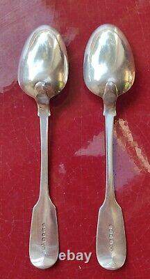 PAIR ANTIQUE SOLID SILVER TABLE SPOONS WILLIAM EATON 1831 22cms LONDON 1831