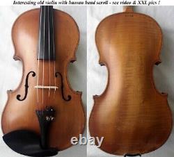 Promotion Rare Old Violin Human Head Scroll Video Antique? 535