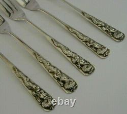 RARE 5 SOLID SILVER CHINESE EXPORT SILVER CAKE FORKS WANG HING 95g ANTIQUE