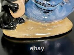 RARE Anthropomorphic Lustre Man Moon Black Cat Hat Fiddle Planter Vase Germany