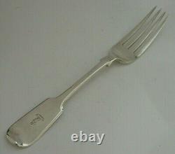 RARE EXETER STERLING SILVER THOMLINSON FAMILY CRESTED FORK 1856 76g ANTIQUE