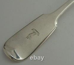 RARE EXETER STERLING SILVER THOMLINSON FAMILY CRESTED FORK 1856 76g ANTIQUE
