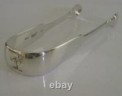 RARE IRISH GEORGIAN SOLID STERLING SILVER CRESTED SUGAR TONGS 1819 ANTIQUE 48g