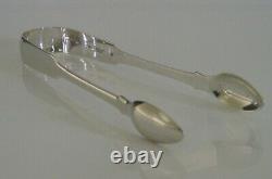 RARE IRISH GEORGIAN SOLID STERLING SILVER CRESTED SUGAR TONGS 1819 ANTIQUE 48g