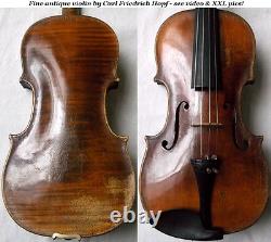 RARE OLD BAROQUE 1800 C. F HOPF VIOLIN VIDEO ANTIQUE Violino 584