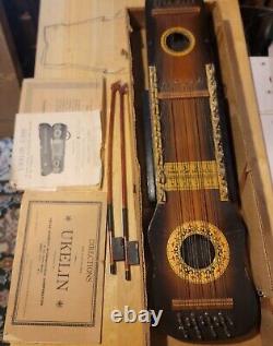 Rare Antique Ukelin, Ukelele Hawaiian Art Violin. With Bows Vintage Instrument